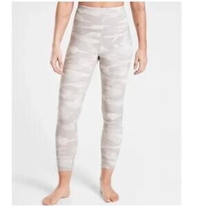 Athleta Women's Camo Elation 7/8 Tight Stretch Activewear Gray Cream Size Small‎
